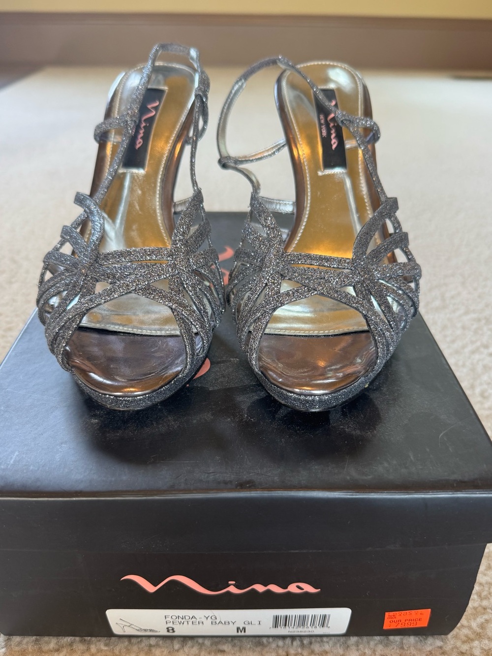 Dark Grey Glitter Heels